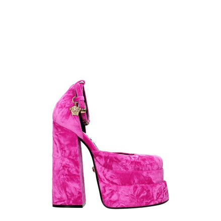 Versace Pink Velvet Platform Sandals Versace
