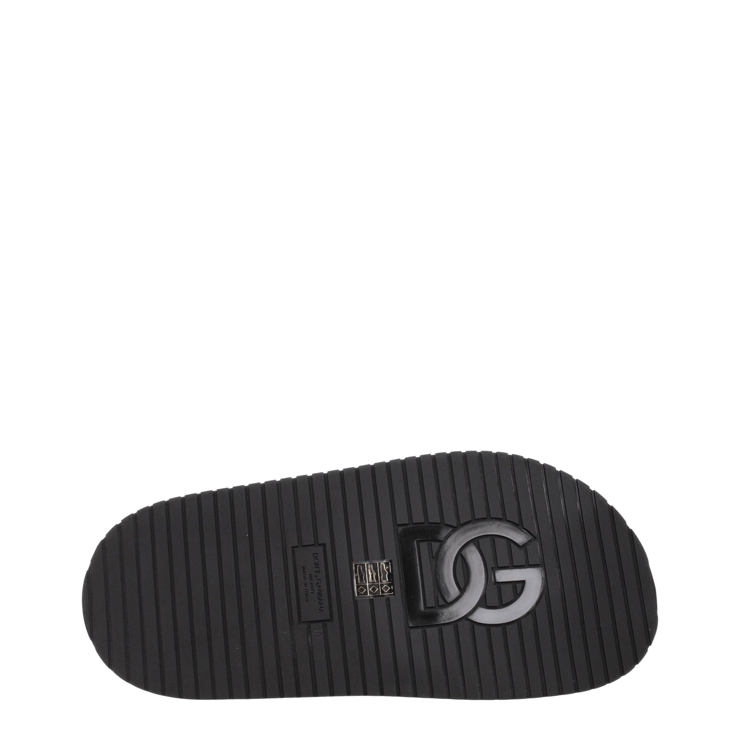 Dolce & Gabbana Black Leather Slippers Dolce & Gabbana