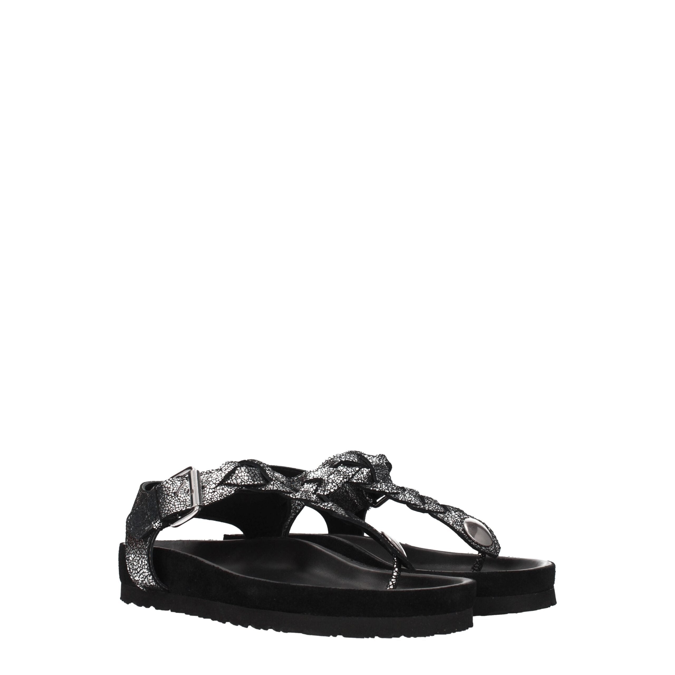 Isabel Marant Black Leather Flip-Flop Sandals Isabel Marant