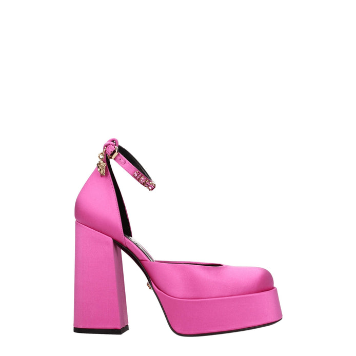 Versace Pink Satin Platform Pumps Versace
