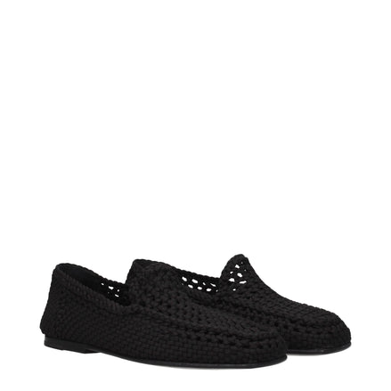 Dolce & Gabbana Black Fabric Slip-On Loafers Dolce & Gabbana
