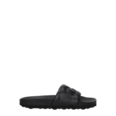 Off-White Black Leather Slippers Off-White