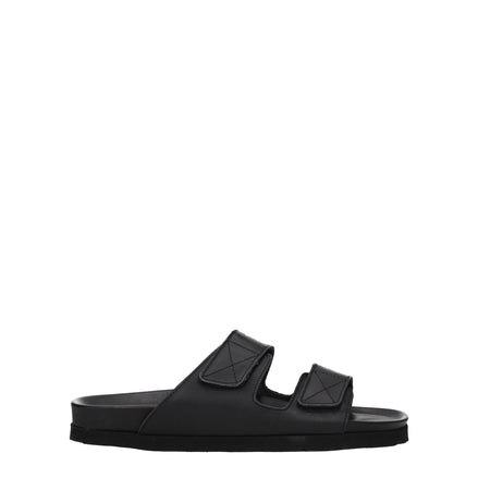 Palm Angels Black Leather Slippers Palm Angels