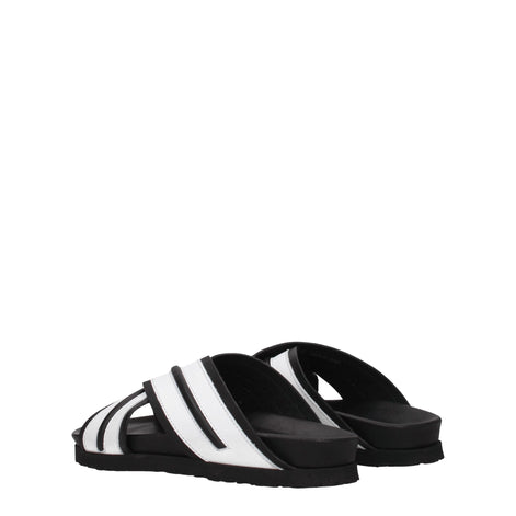 Palm Angels White Leather Slippers Palm Angels