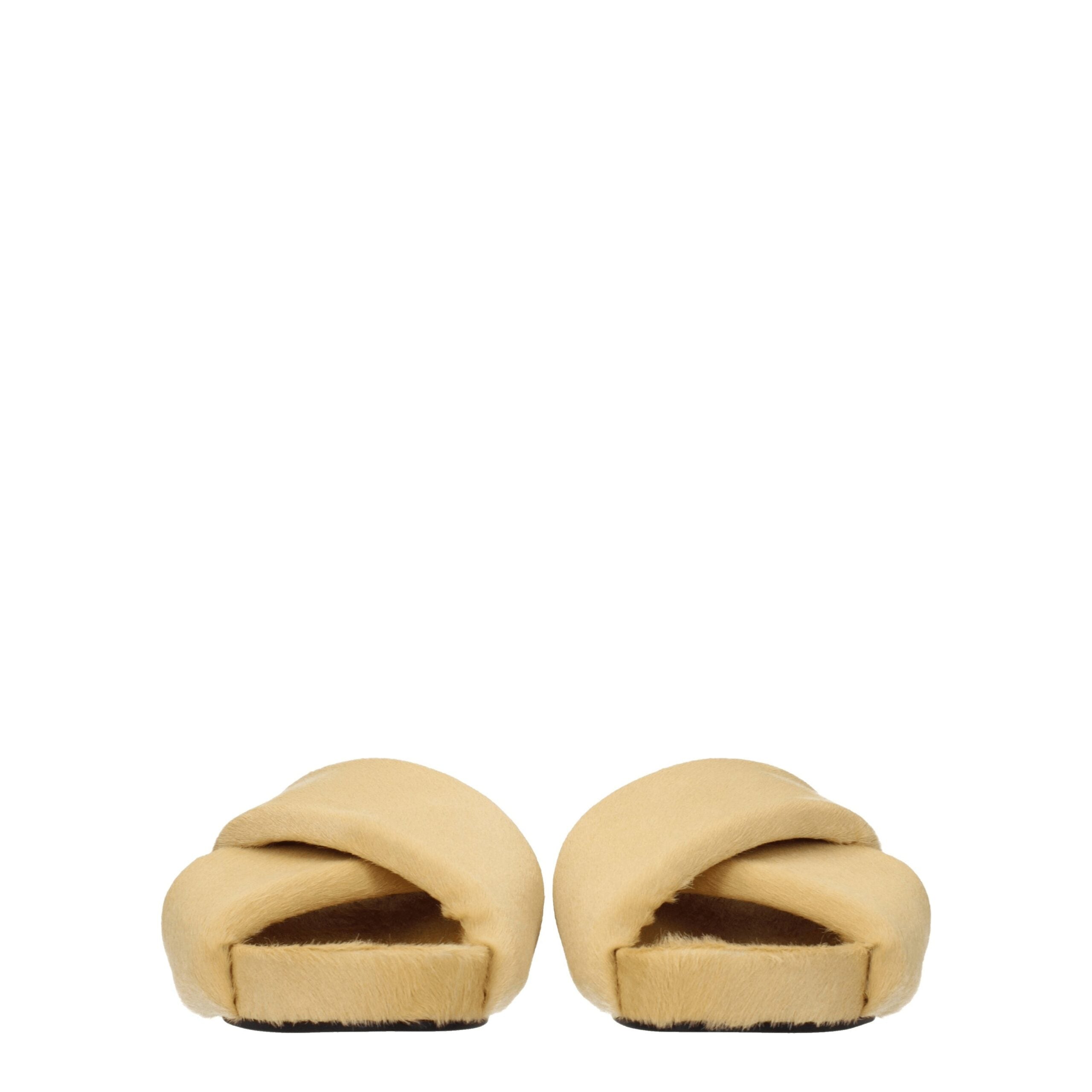 Jil Sander Beige Horsehair Slippers Jil Sander