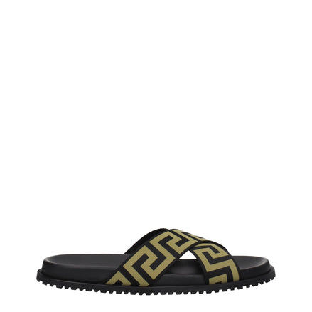 Versace Black Fabric Slippers Versace