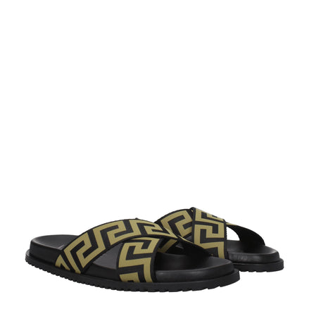 Versace Black Fabric Slippers Versace