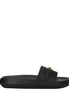 Versace Black Leather Slippers Versace