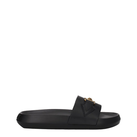Versace Black Leather Slippers Versace