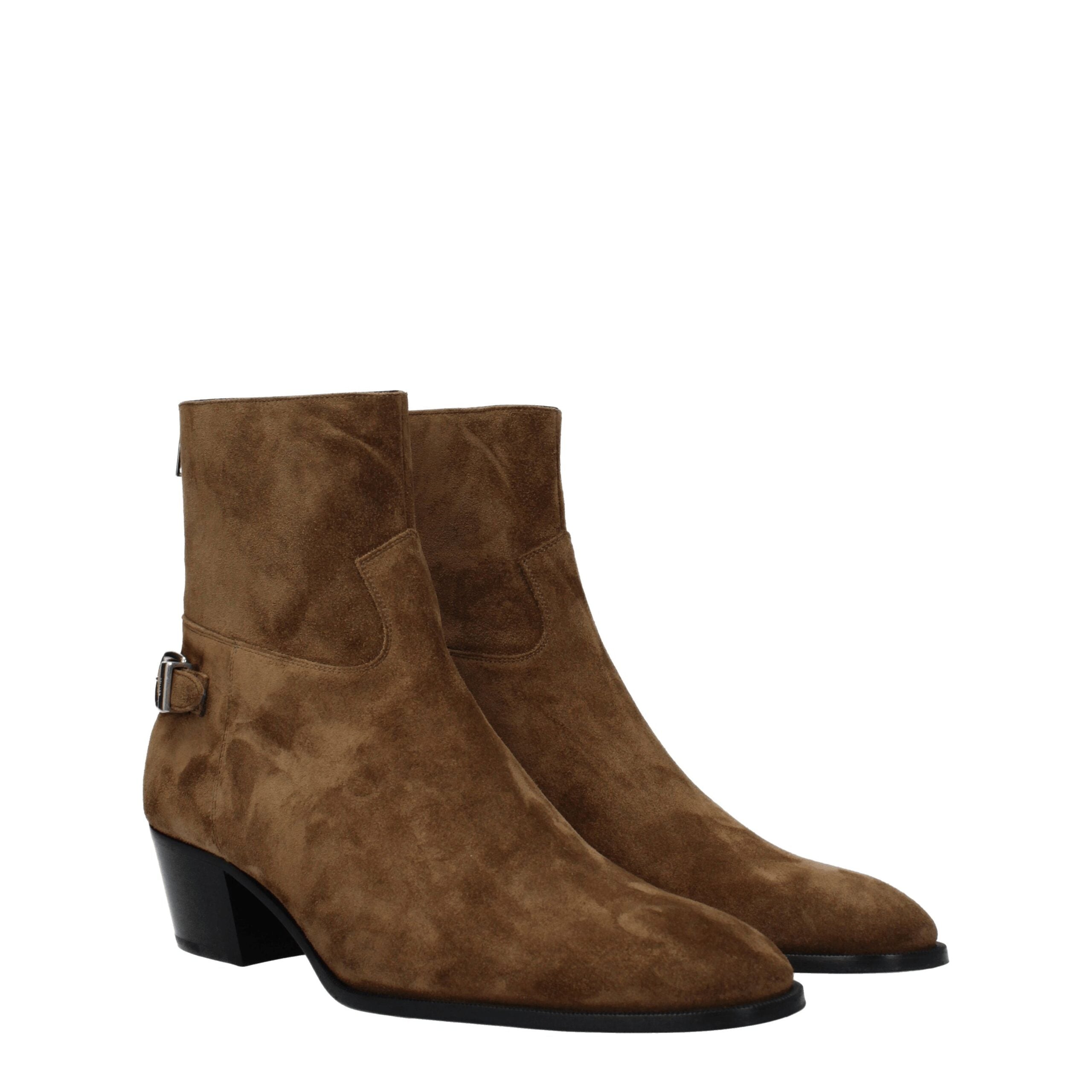 Celine Brown Leather Ankle Boots Celine