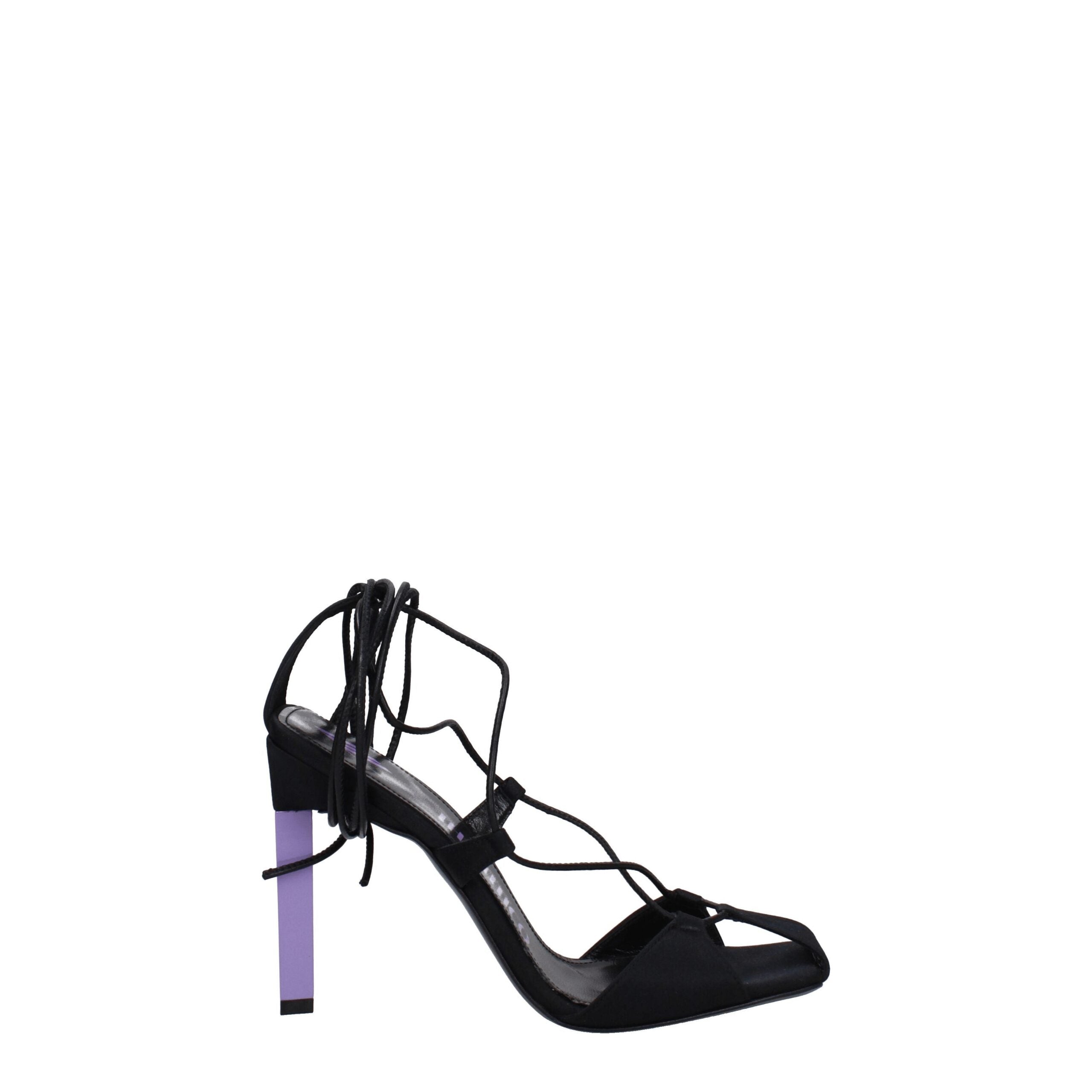 The Attico Black Fabric Stiletto Heel Sandals The Attico