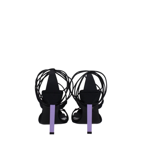 The Attico Black Fabric Stiletto Heel Sandals The Attico