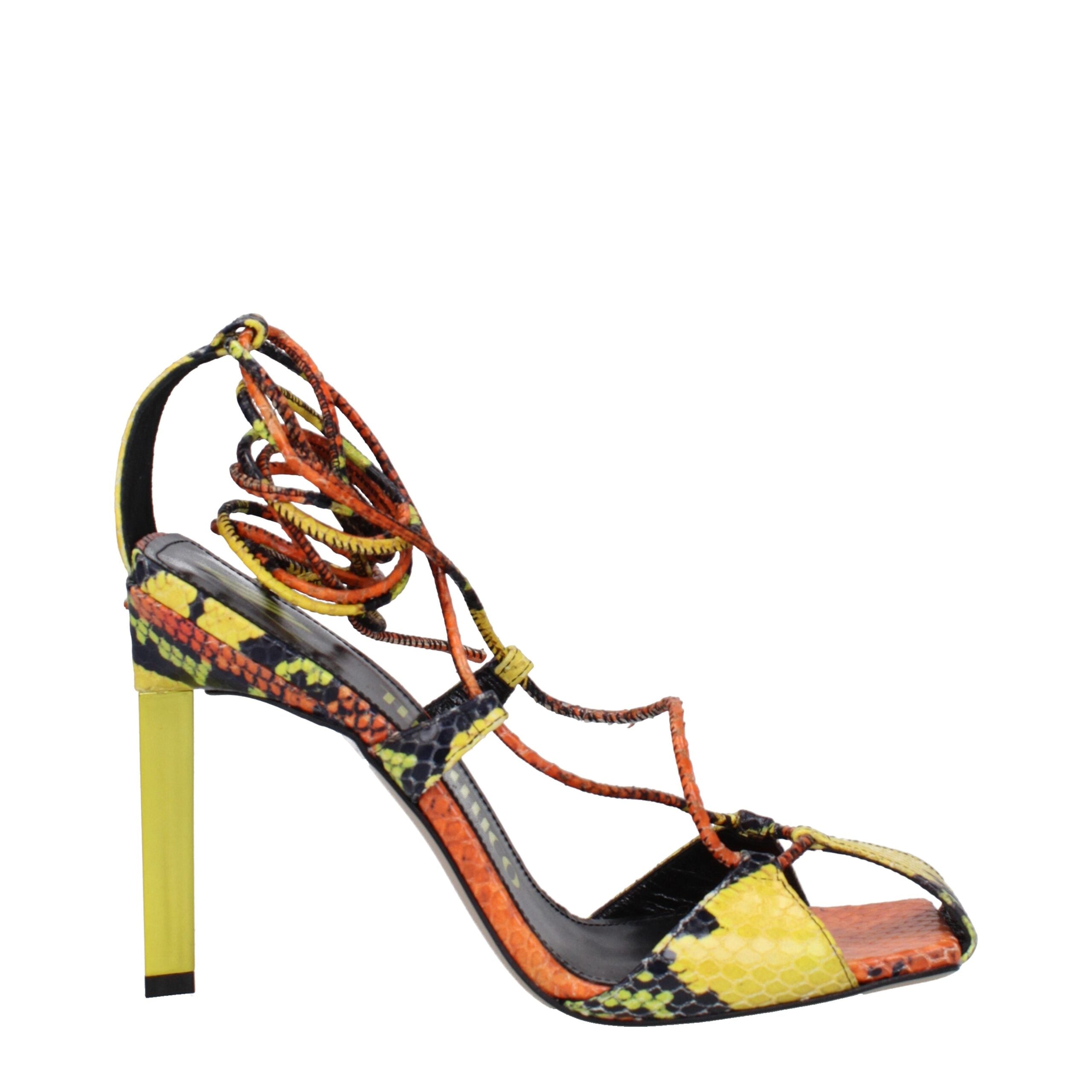 The Attico Orange Leather Stiletto Heel Sandals The Attico