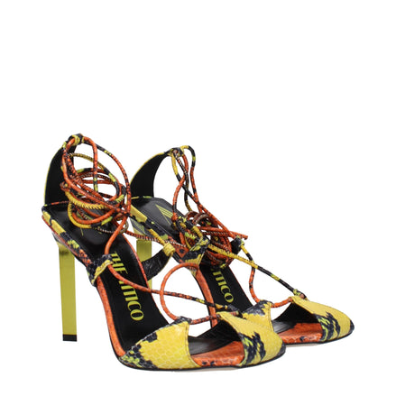 The Attico Orange Leather Stiletto Heel Sandals The Attico