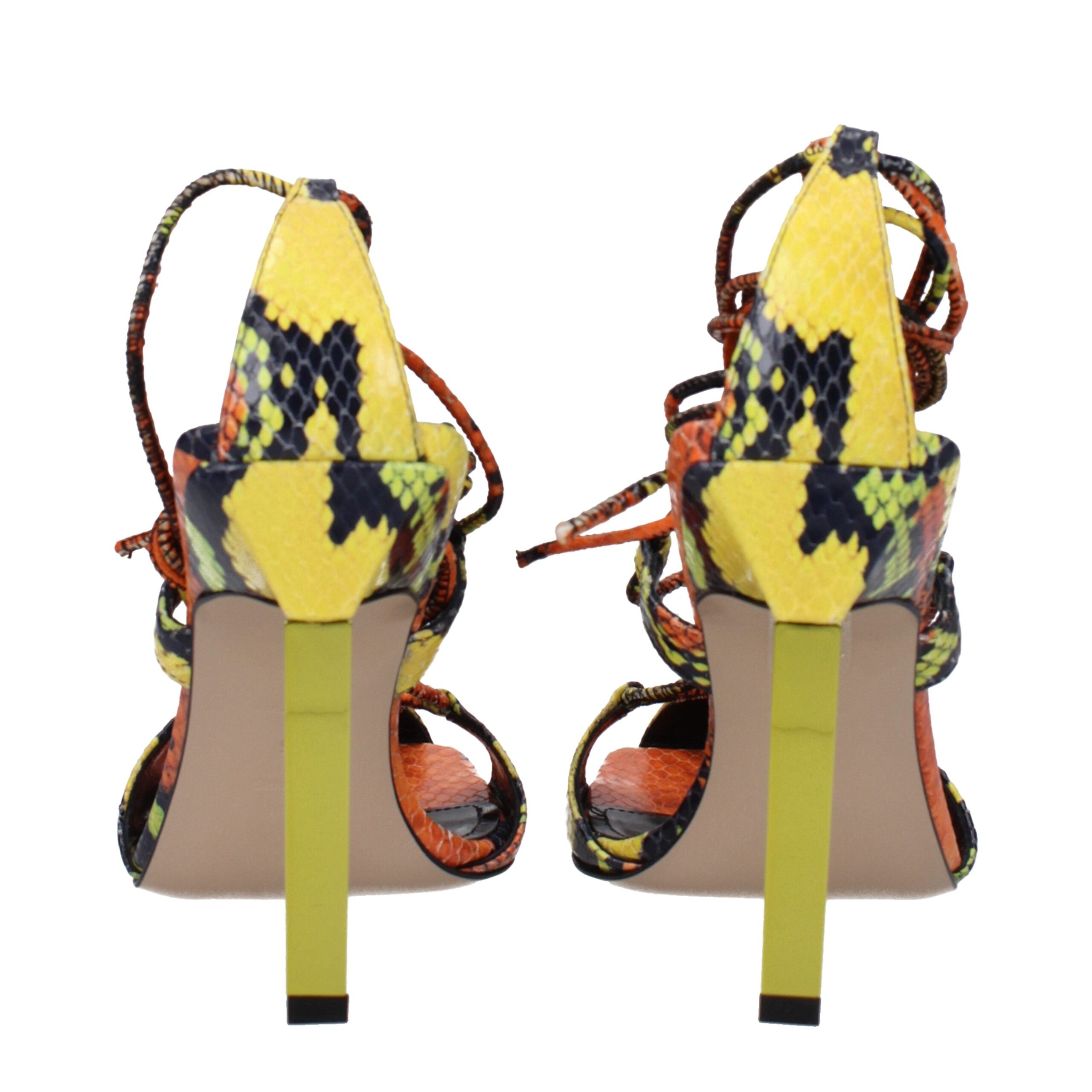 The Attico Orange Leather Stiletto Heel Sandals The Attico