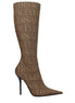 Versace Beige Fabric High Heel Boots Versace