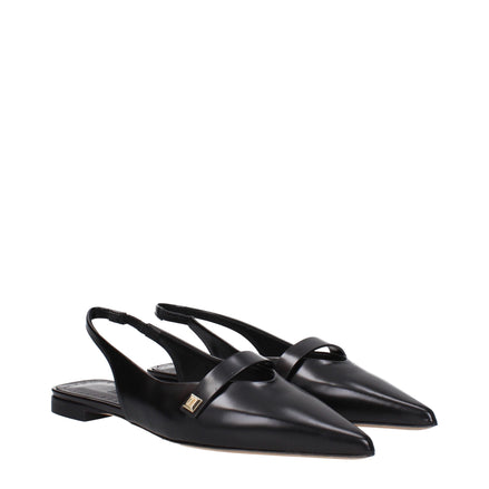 Max Mara Black Leather Ballet Flats Max Mara