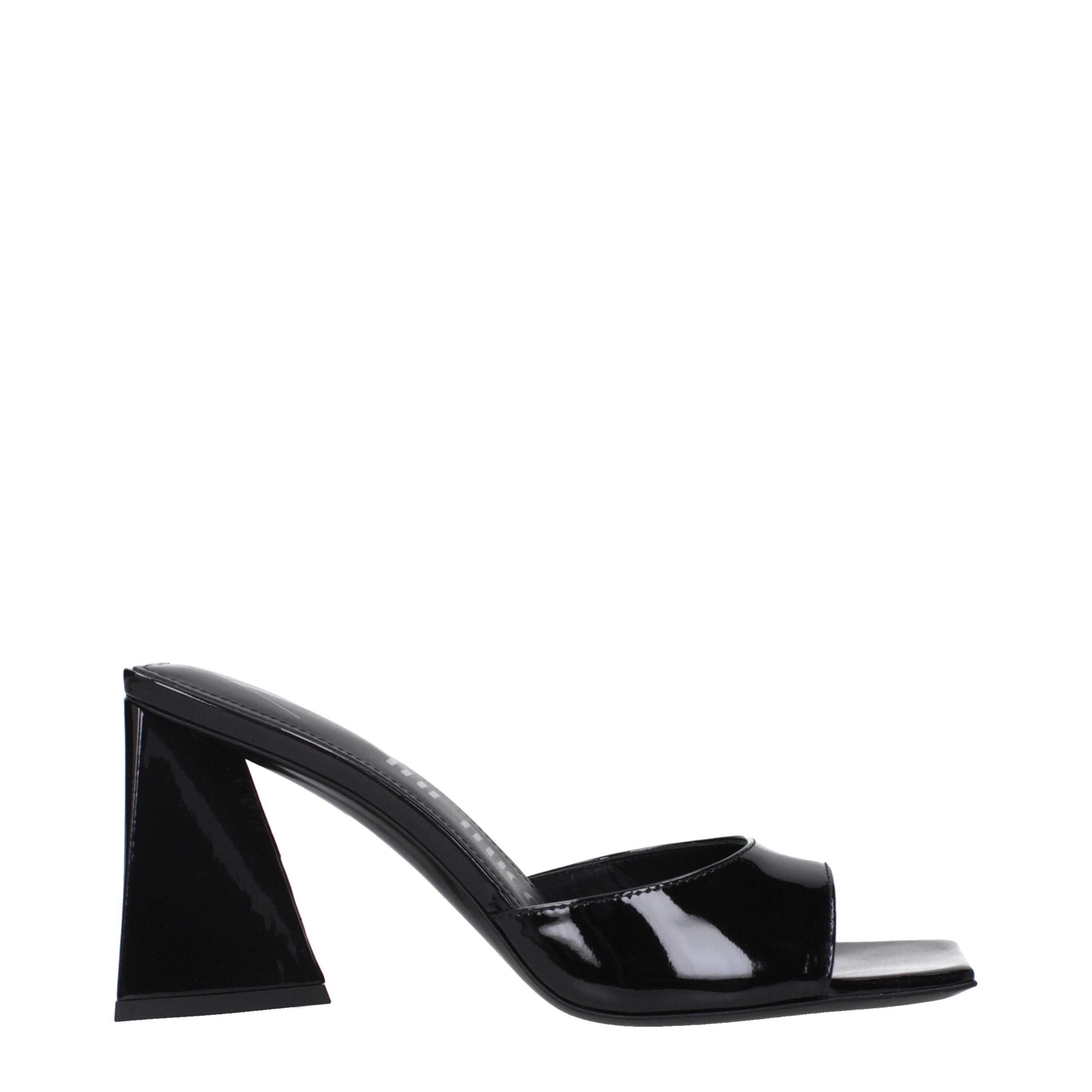 The Attico Black Leather Stiletto Heel Sandals The Attico