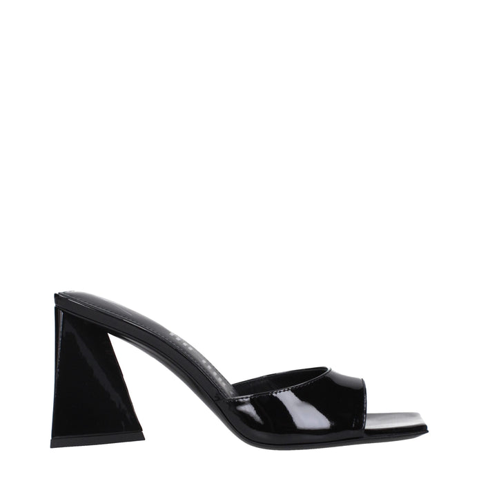 The Attico Black Leather Stiletto Heel Sandals The Attico