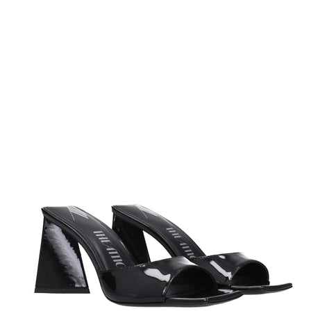 The Attico Black Leather Stiletto Heel Sandals The Attico