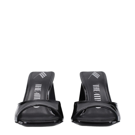 The Attico Black Leather Stiletto Heel Sandals The Attico