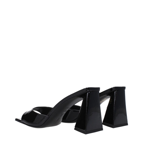 The Attico Black Leather Stiletto Heel Sandals The Attico