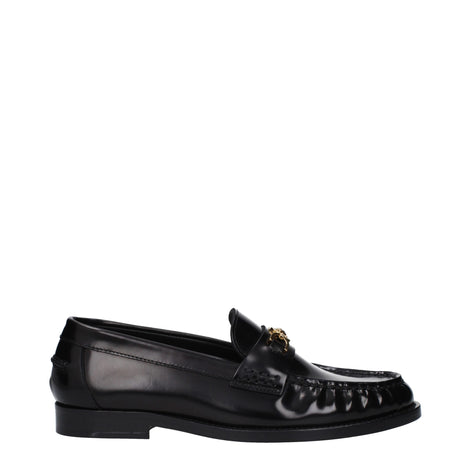 Versace Black Leather Slip-On Loafers Versace