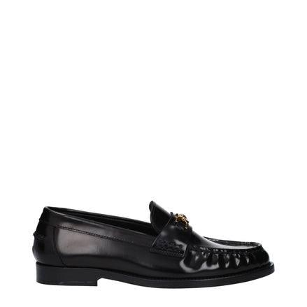 Versace Black Leather Slip-On Loafers Versace