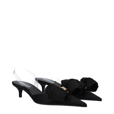 Versace Black Satin Flat Sandals Versace