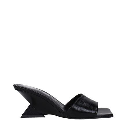 The Attico Black Leather Flat Sandals The Attico