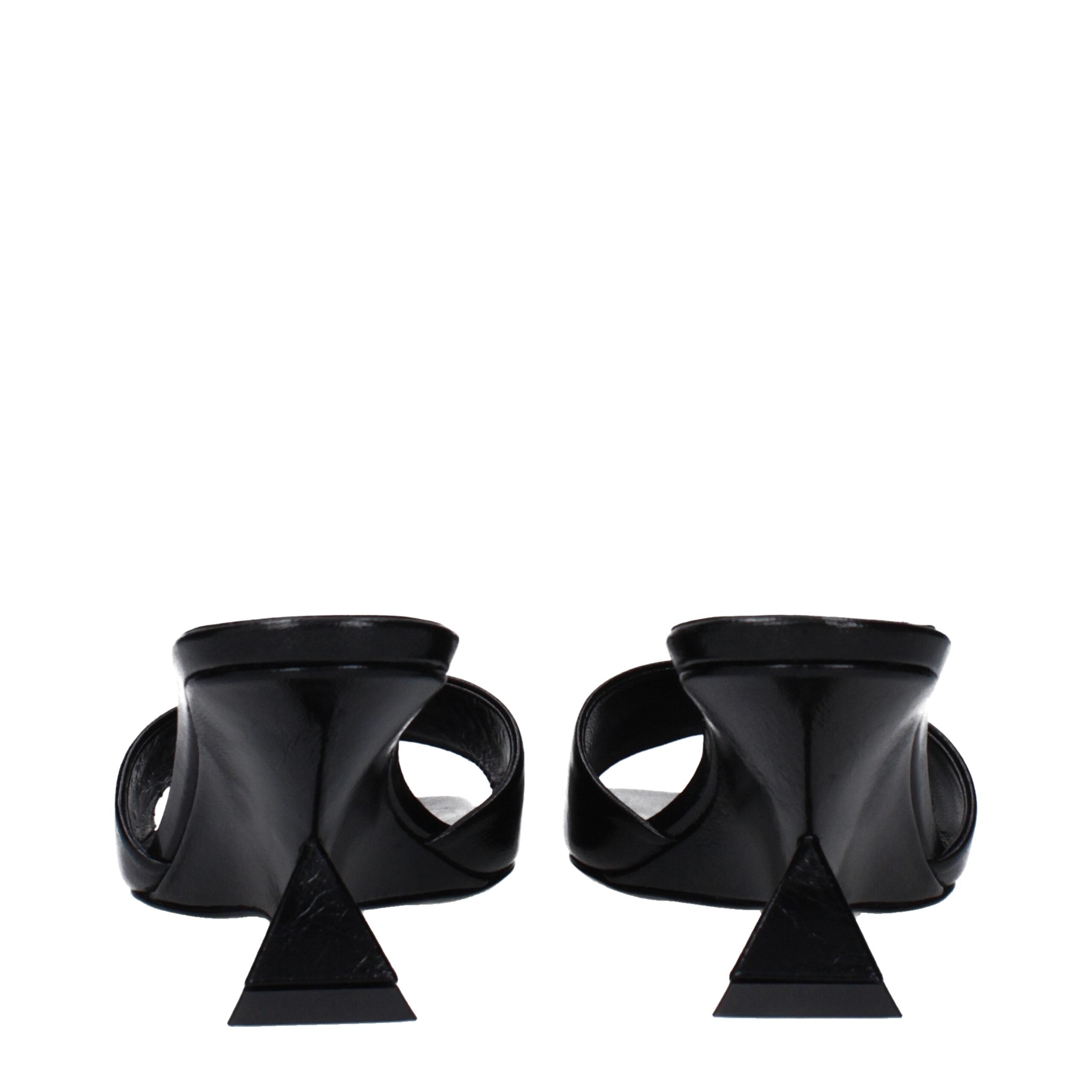 The Attico Black Leather Flat Sandals The Attico