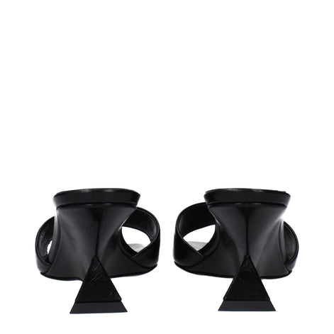 The Attico Black Leather Flat Sandals The Attico