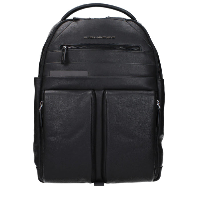 Piquadro Black Leather Backpack Piquadro