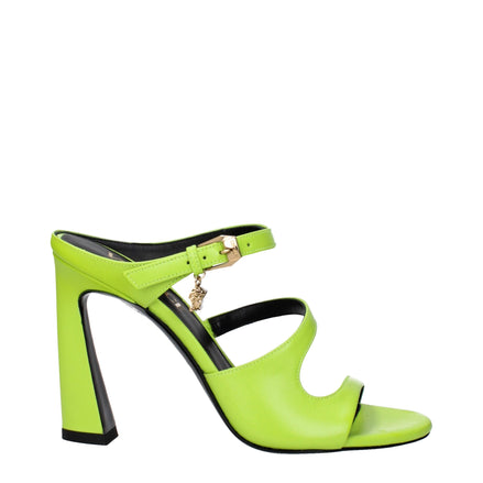 Versace Green Leather Stiletto Heel Sandals Versace