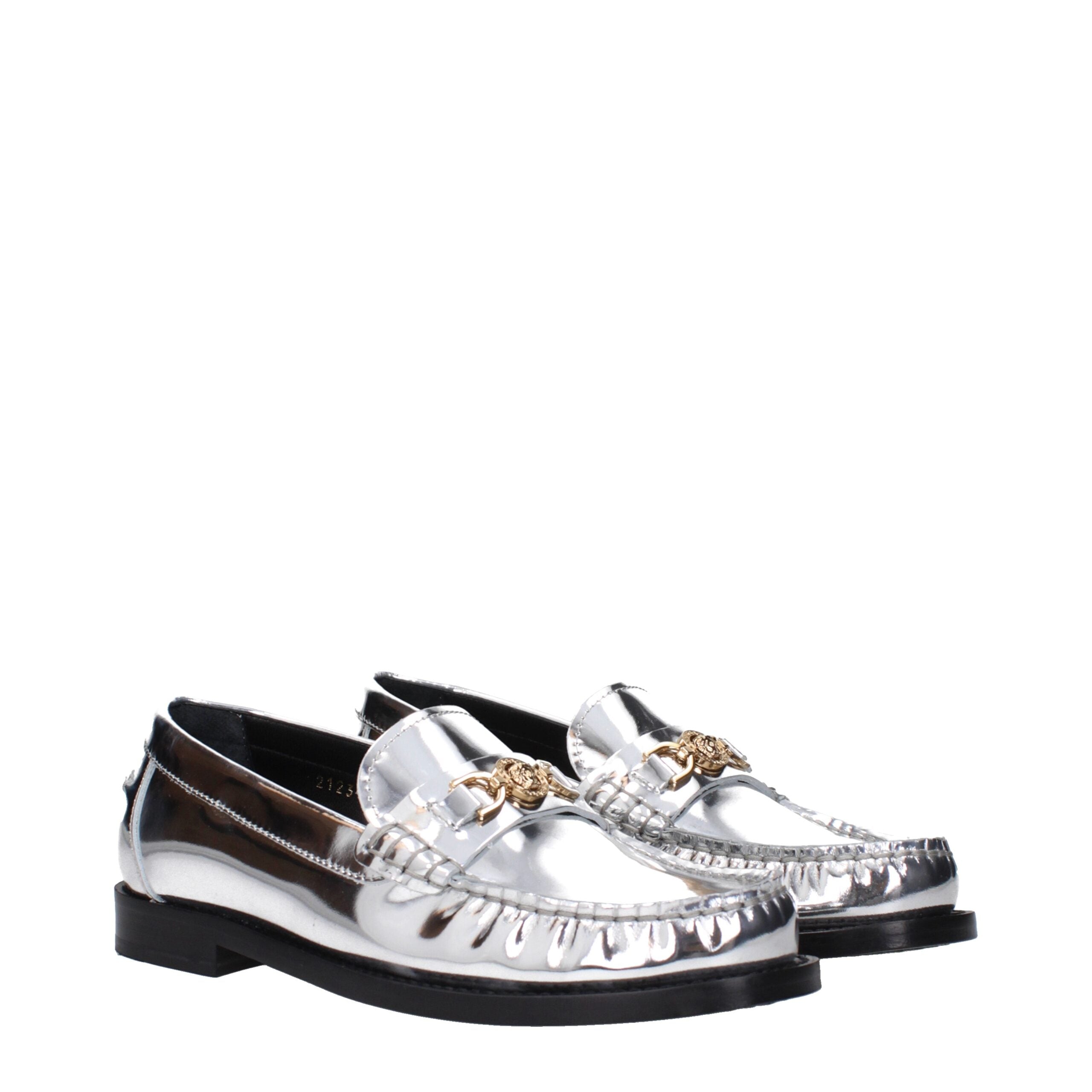 Versace Gray Leather Slip-On Loafers Versace