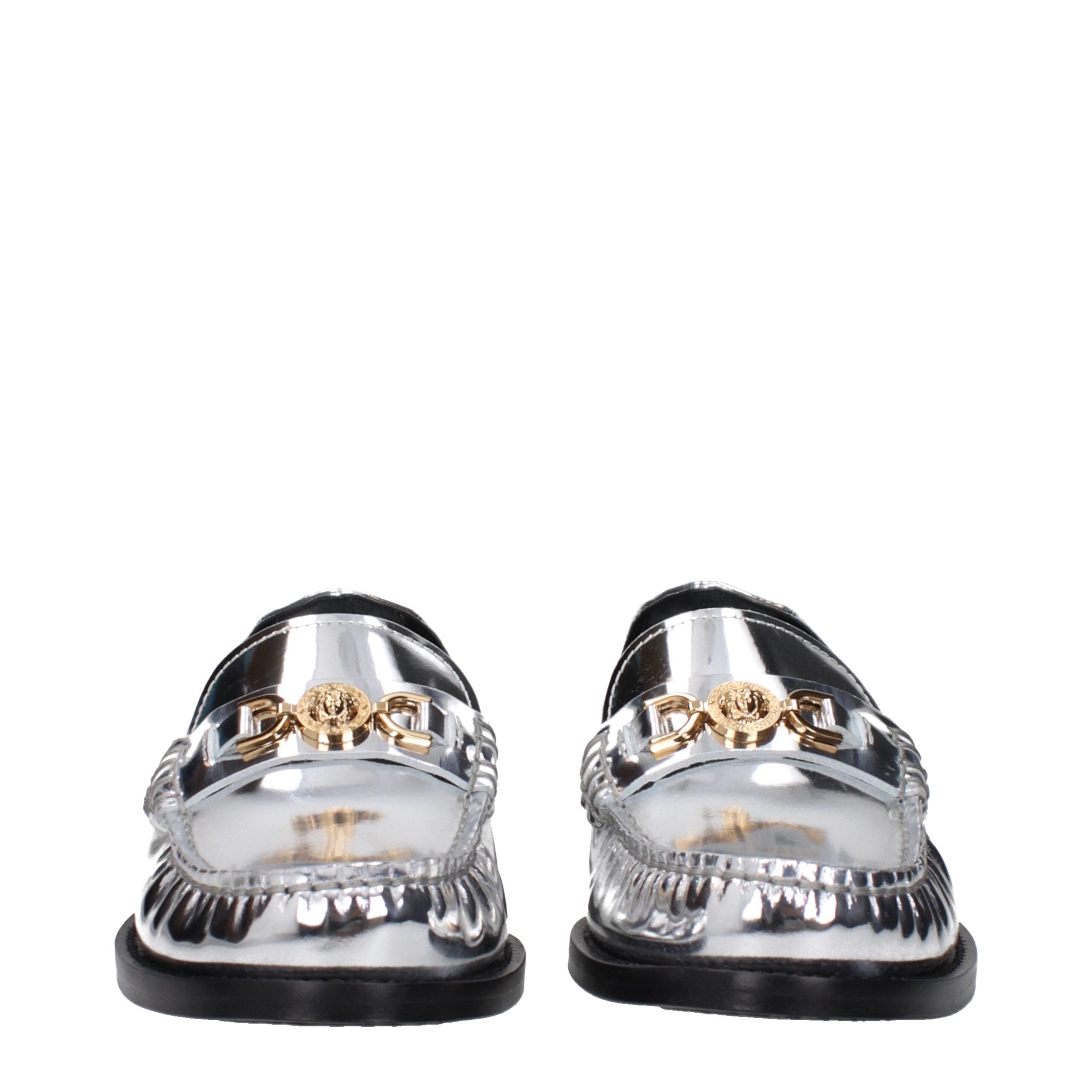 Versace Gray Leather Slip-On Loafers Versace