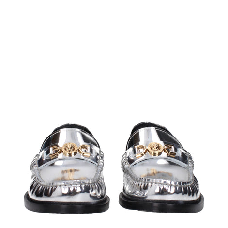 Versace Gray Leather Slip-On Loafers Versace