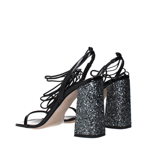Miu Miu Black Leather Platform Sandals