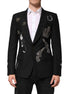 Dolce & Gabbana Black Bee Crown Embellished Suit Coat Blazer Dolce & Gabbana
