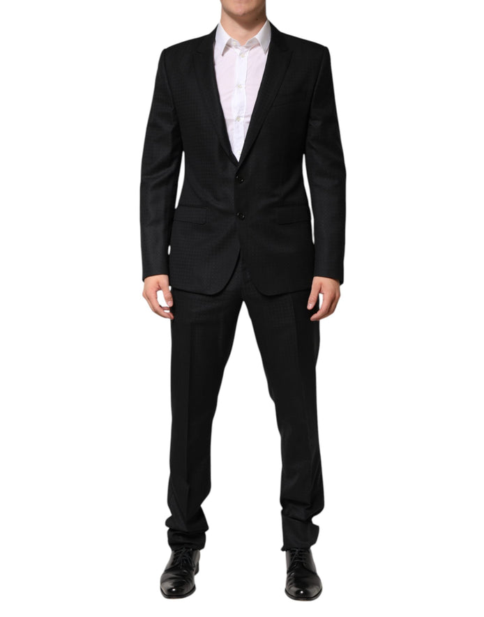 Dolce & Gabbana Black Jacquard Single Breasted 2 Piece Suit Dolce & Gabbana