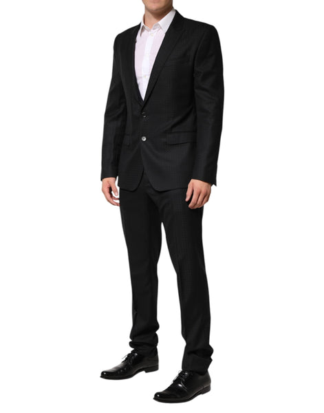 Dolce & Gabbana Black Jacquard Single Breasted 2 Piece Suit Dolce & Gabbana