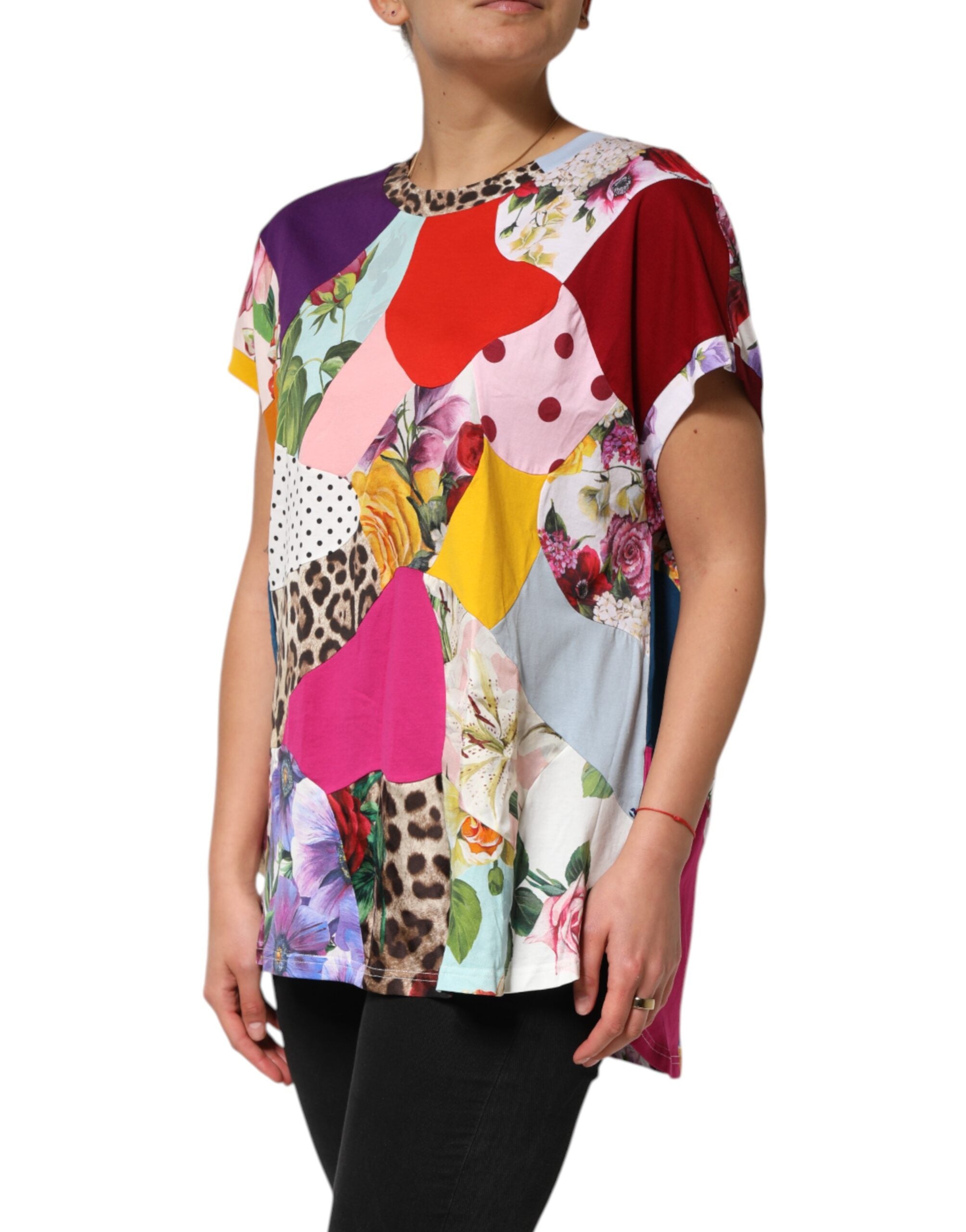 Dolce & Gabbana Multicolor Patchwork Cotton Silk Blouse Top Dolce & Gabbana