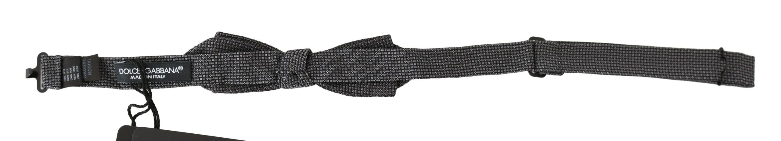 Dolce & Gabbana Gray Patterned Silk Adjustable Neck Bow Tie Papillon Dolce & Gabbana