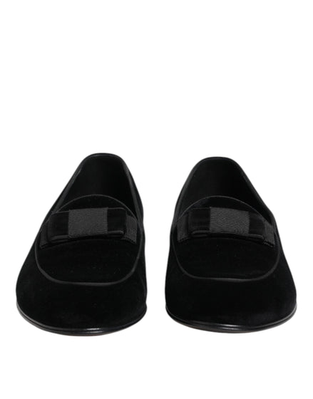 Dolce & Gabbana Black Velvet Loafers Formal Men Dress Shoes Dolce & Gabbana