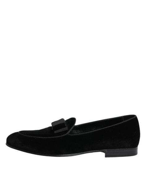 Dolce & Gabbana Black Velvet Loafers Formal Men Dress Shoes Dolce & Gabbana