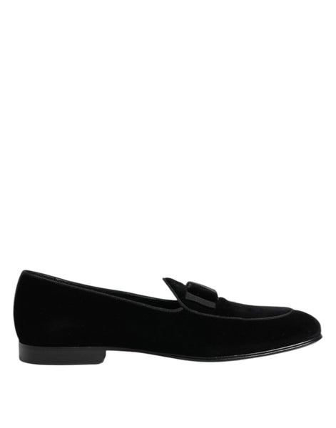 Dolce & Gabbana Black Velvet Loafers Formal Men Dress Shoes Dolce & Gabbana