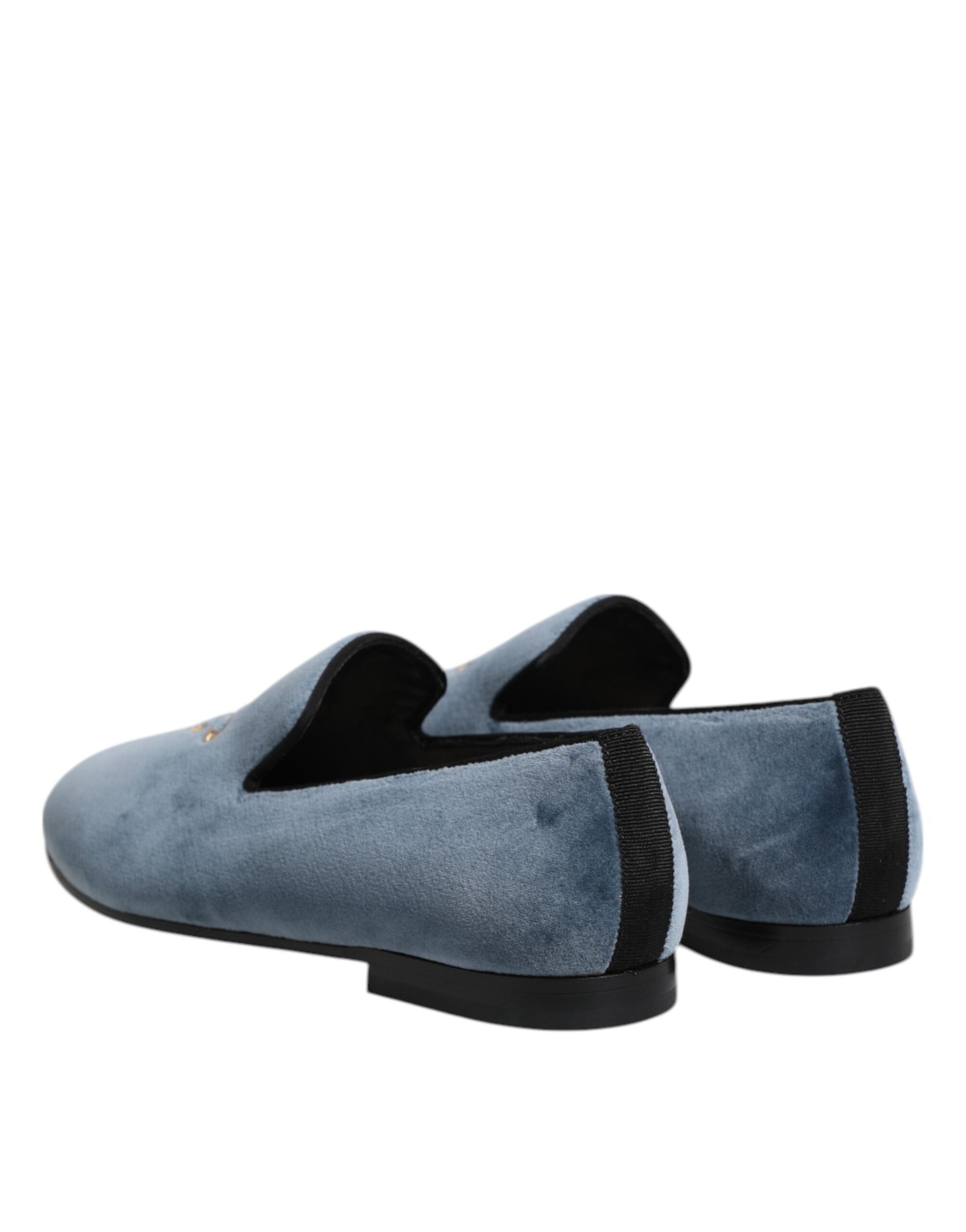 Dolce & Gabbana Blue Velvet DG Logo Loafers Formal Shoes Dolce & Gabbana