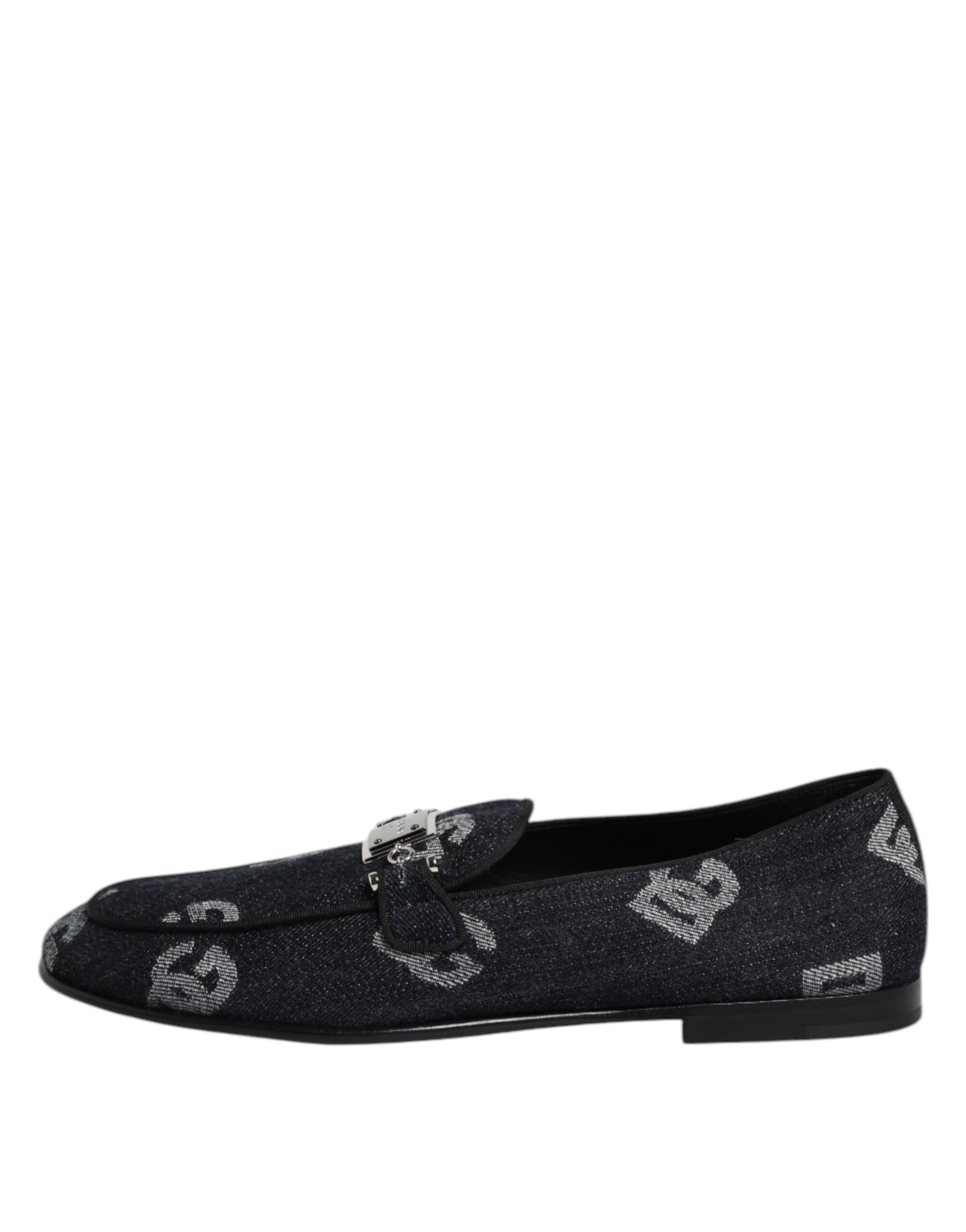 Dolce & Gabbana Blue Logo Cotton Loafers Formal Dress Shoes Dolce & Gabbana