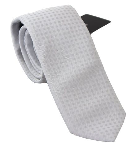 Dolce & Gabbana White Patterned Classic Mens Slim Necktie Tie Dolce & Gabbana