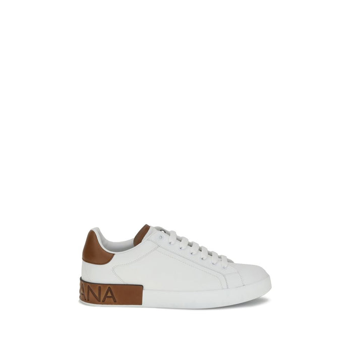 Dolce & Gabbana White Calf Leather Bos Taurus Low Top Sneakers Dolce & Gabbana